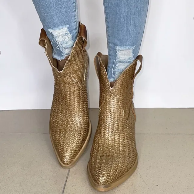 Bottines cowboy en raphia naturel - Accessoires pour chaussures