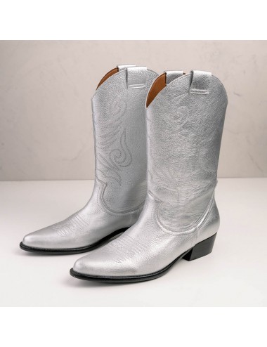 Bottes cowboy argent cuir - Accessoires pour chaussures