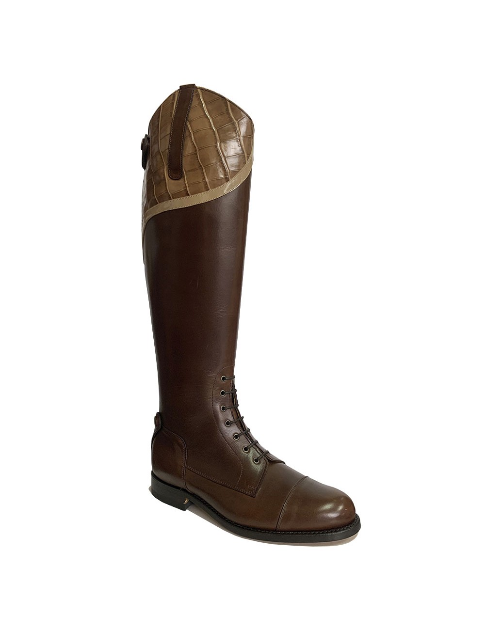 Bottes équitation marron bande croco - Accessoires pour chaussures