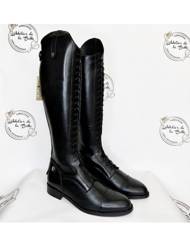 Bottes cavalières cuir noir lacets - Accessoires pour chaussures
