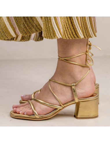 Sandales cuir doré talon carré - Accessoires pour chaussures