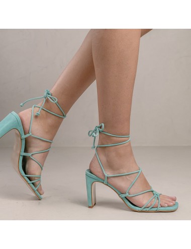 Sandales daim turquoise à lanières - Accessoires pour chaussures