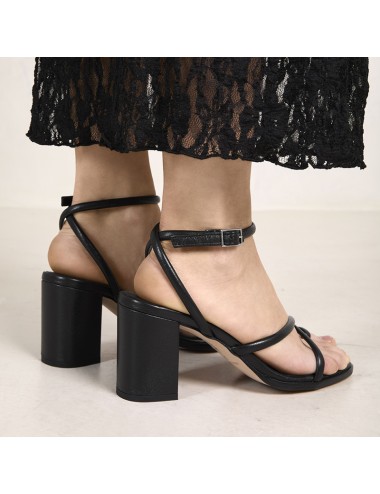 Sandales cuir noir bride cheville - Accessoires pour chaussures