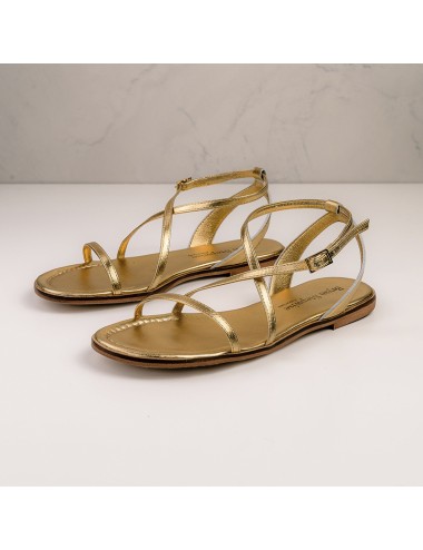 Sandales plates cuir doré - Accessoires pour chaussures
