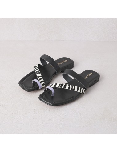 Sandales plates zebre cuir - Accessoires pour chaussures