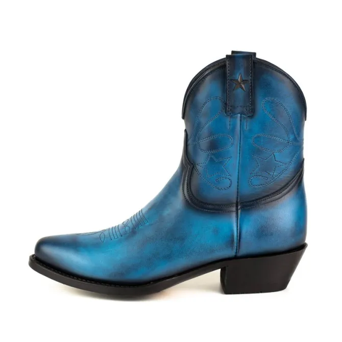 Boots cowboy femme bleu marine en cuir - Accessoires pour chaussures