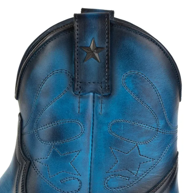 Boots cowboy femme bleu marine en cuir - Accessoires pour chaussures