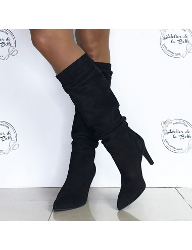 Bottes plissées daim noir - Accessoires pour chaussures