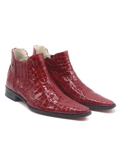 Bottines homme cuir croco rouge - Accessoires pour chaussures