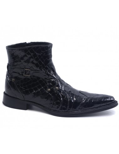 Bottines homme cuir croco vernis noir - Accessoires pour chaussures