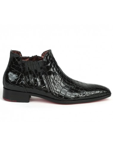 Boots homme cuir croco noir verni - Accessoires pour chaussures