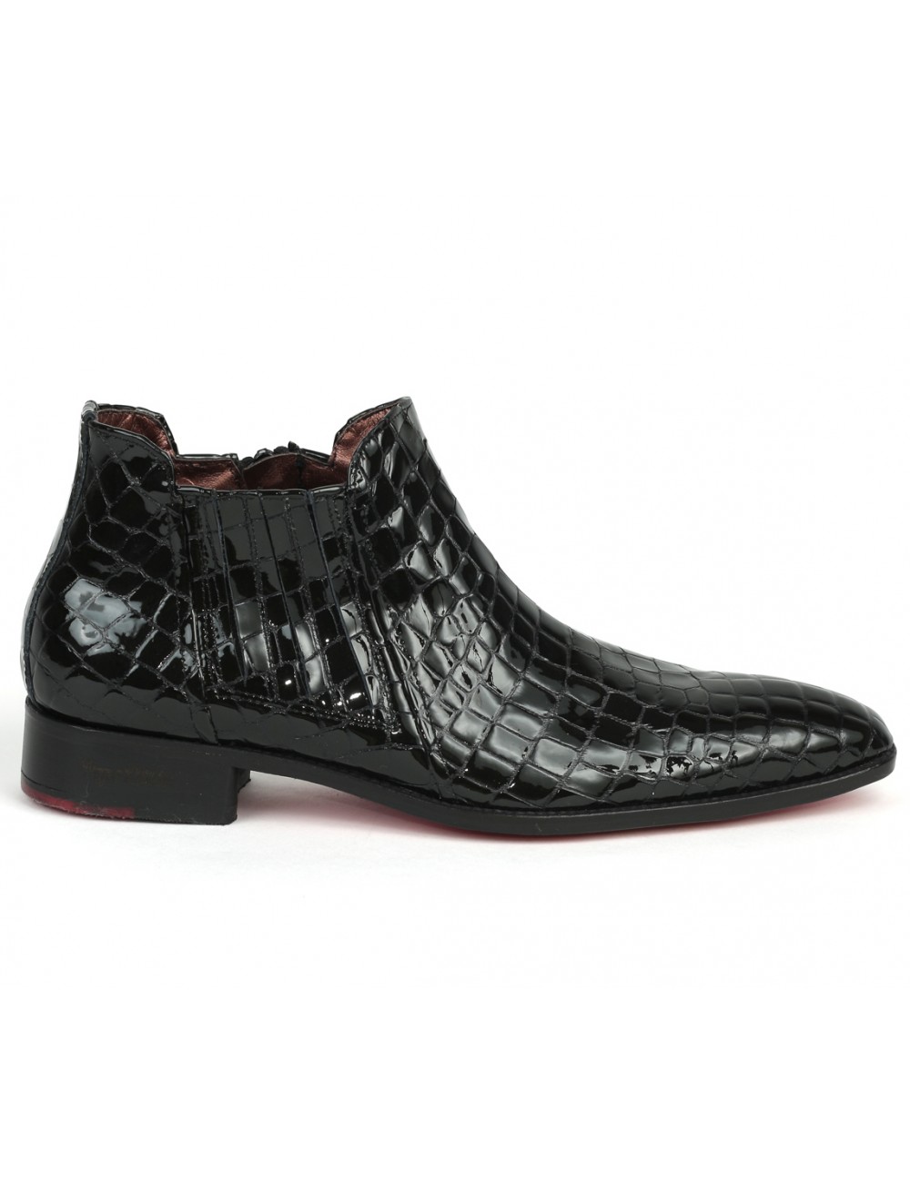 Boots homme cuir croco noir verni - Accessoires pour chaussures