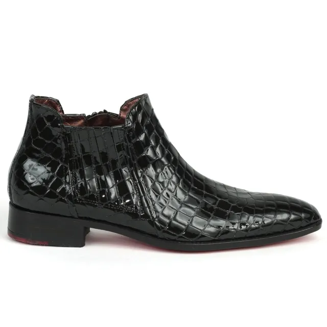 Boots homme cuir croco noir verni - Accessoires pour chaussures