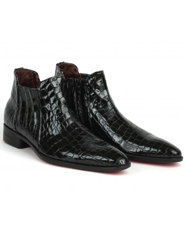 Boots homme cuir croco noir verni - Accessoires pour chaussures