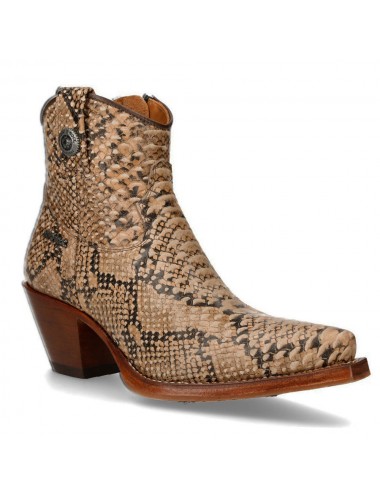 Bottines cowboy cuir serpent marron/camel - Accessoires pour chaussures