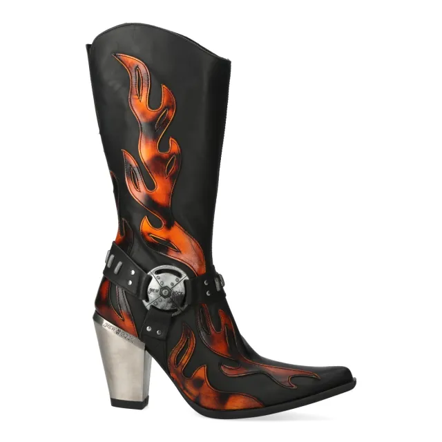 Santiags femme cuir noir et argent flammes - Accessoires pour chaussures