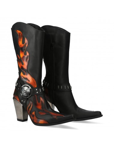 Santiags femme cuir noir et argent flammes - Accessoires pour chaussures