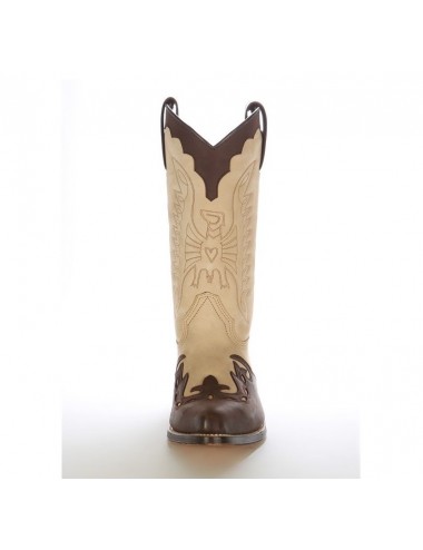 Bottes cowboy cuir beige et marron - Accessoires pour chaussures