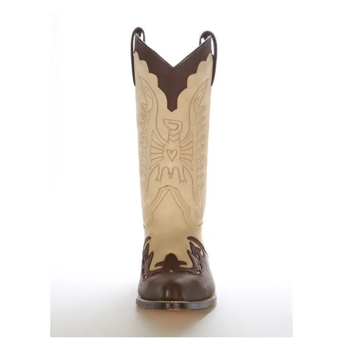 Bottes cowboy cuir beige et marron - Accessoires pour chaussures