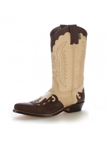 Bottes cowboy cuir beige et marron - Accessoires pour chaussures