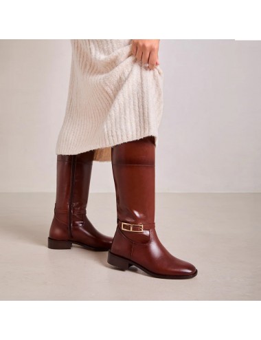 Bottes cuir cognac lanière cheville - Accessoires pour chaussures