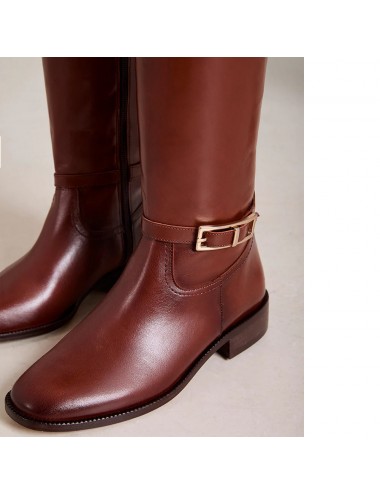 Bottes cuir cognac lanière cheville - Accessoires pour chaussures