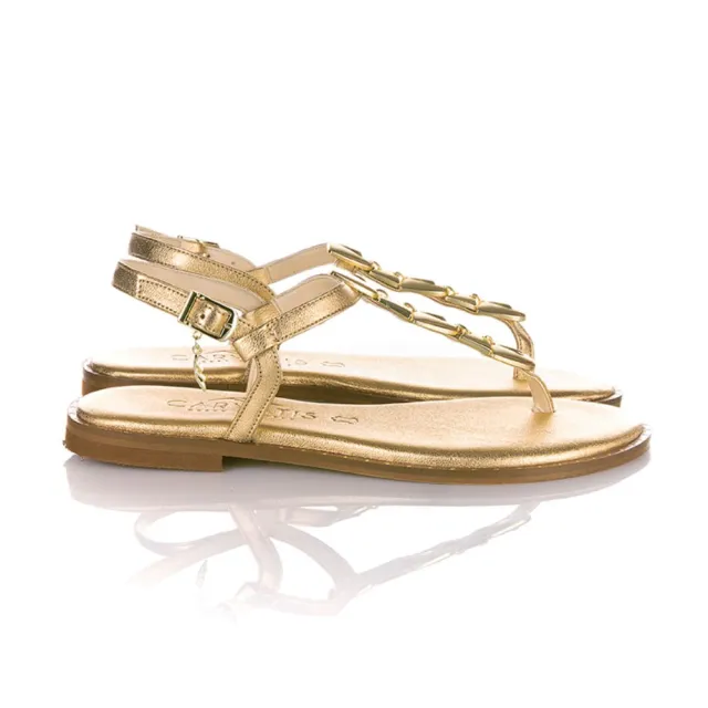 Sandales plates cuir doré masques - Accessoires pour chaussures