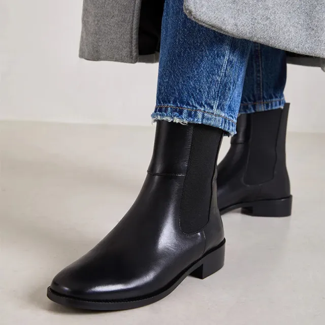 Bottines Chelsea cuir noir femme - Accessoires pour chaussures