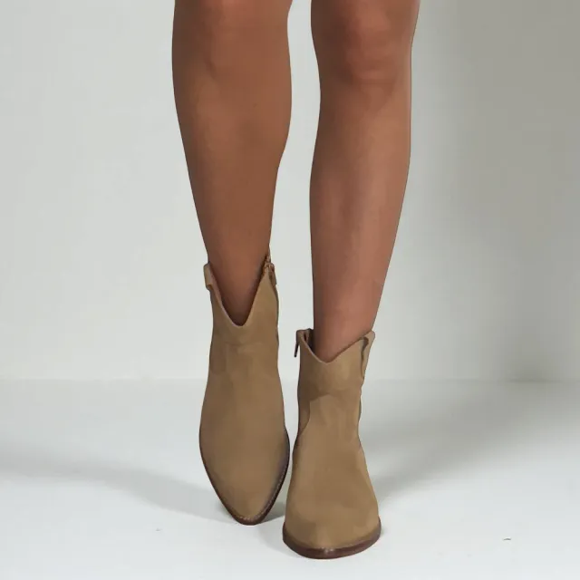 Bottines cowboy daim beige femme - Accessoires pour chaussures
