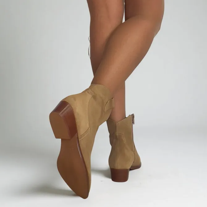 Bottines cowboy daim beige femme - Accessoires pour chaussures