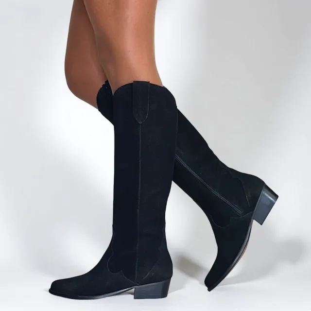 Bottes femme hautes daim noir - Accessoires pour chaussures