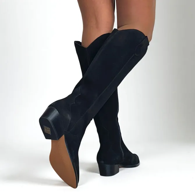 Bottes femme hautes daim noir - Accessoires pour chaussures