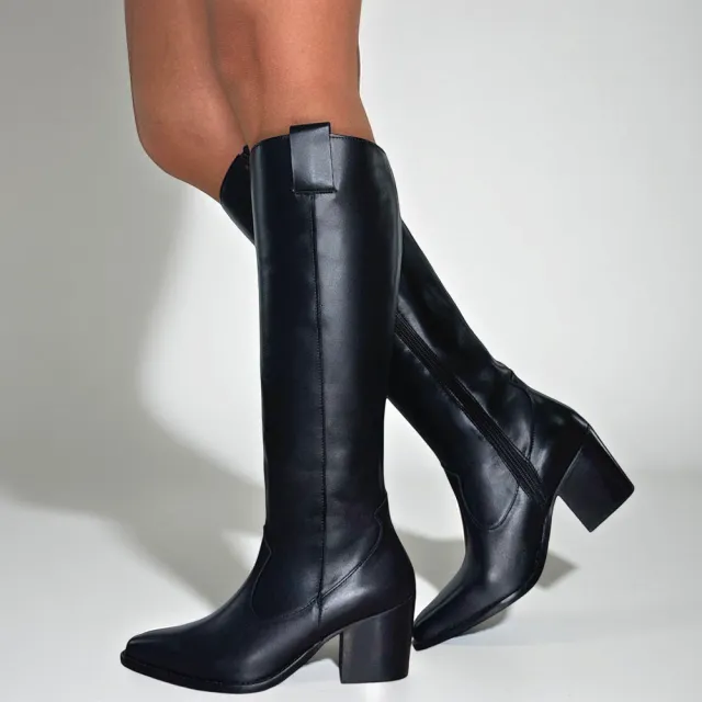 Bottes cowboy femme cuir noir - Accessoires pour chaussures