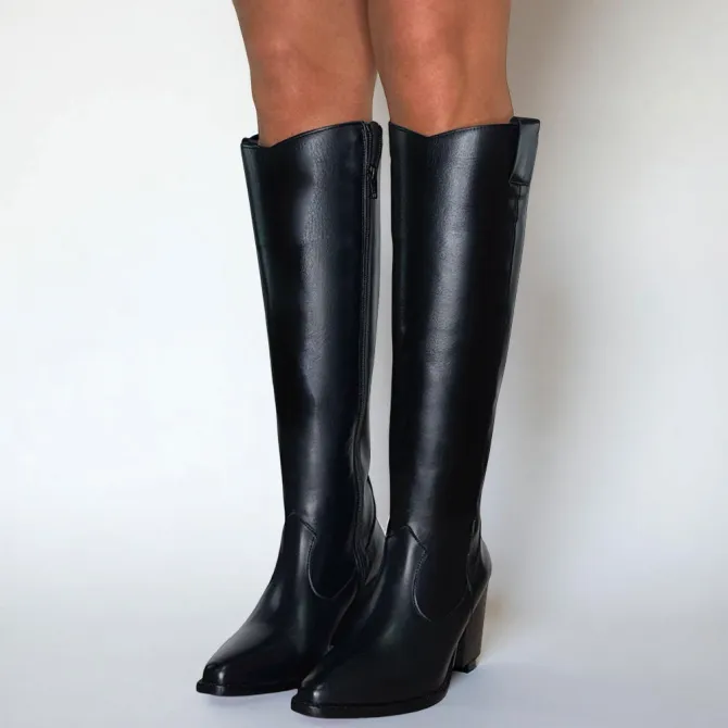 Bottes cowboy femme cuir noir - Accessoires pour chaussures