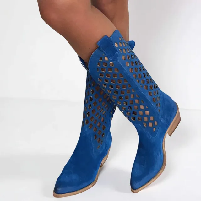 Bottes cowboy bleu jeans en daim - Accessoires pour chaussures
