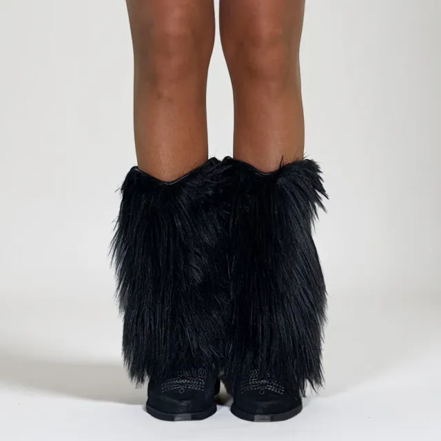 Bottes cowboy fourrure noire - Accessoires pour chaussures