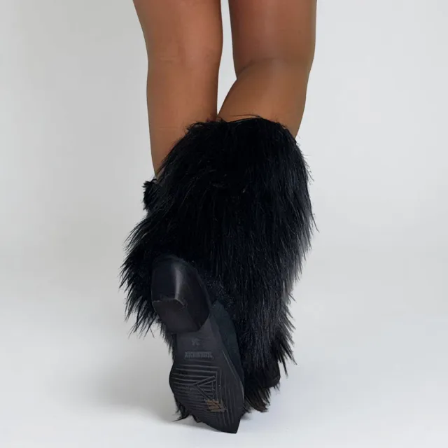 Bottes cowboy fourrure noire - Accessoires pour chaussures