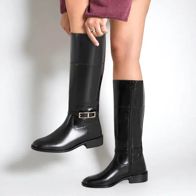 Bottes cuir noir lanière cheville - Accessoires pour chaussures