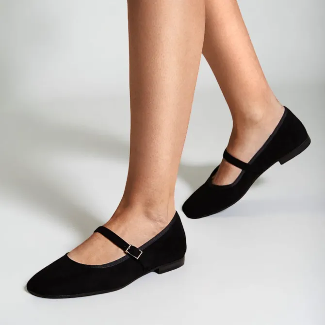 Ballerines daim noir bout carré - Accessoires pour chaussures