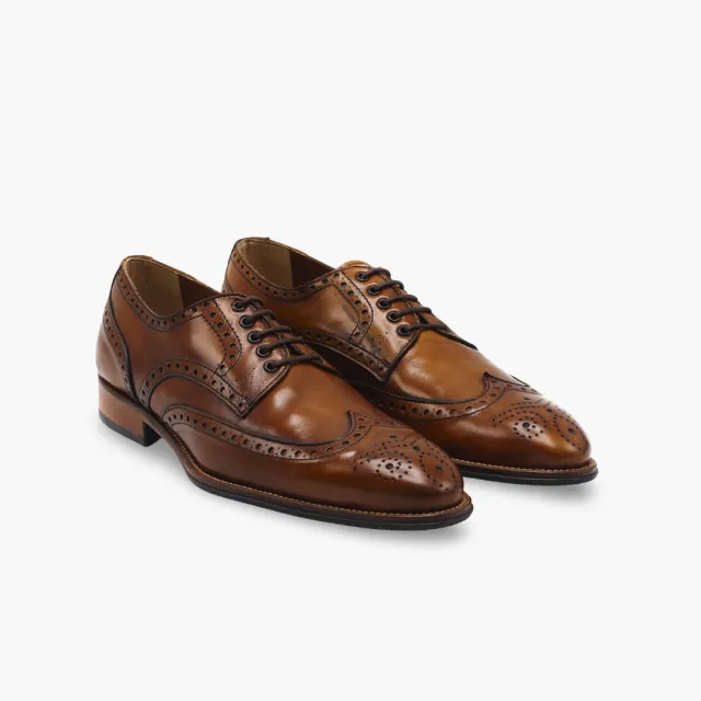 Chaussures derbies brogue cuir cognac - Accessoires pour chaussures