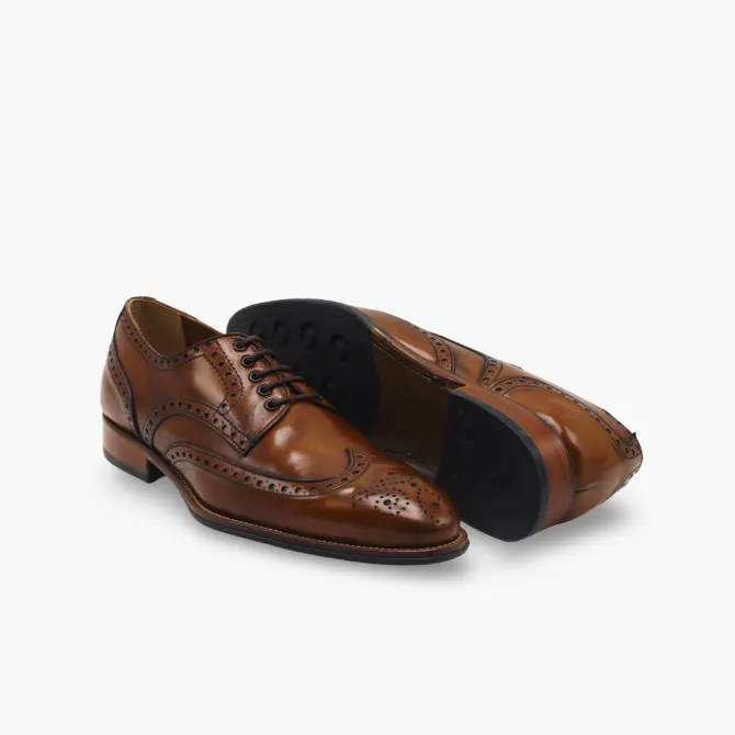 Chaussures derbies brogue cuir cognac - Accessoires pour chaussures