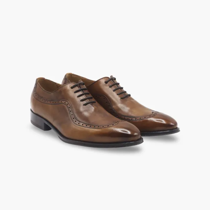 Chaussures Oxford homme cuir cognac vintage - Accessoires pour chaussures