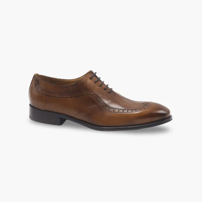 Derbies Brogue homme en cuir cognac patiné - Accessoires pour chaussures
