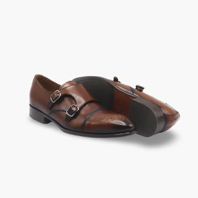 Chaussures boucles homme cuir cognac - Accessoires pour chaussures