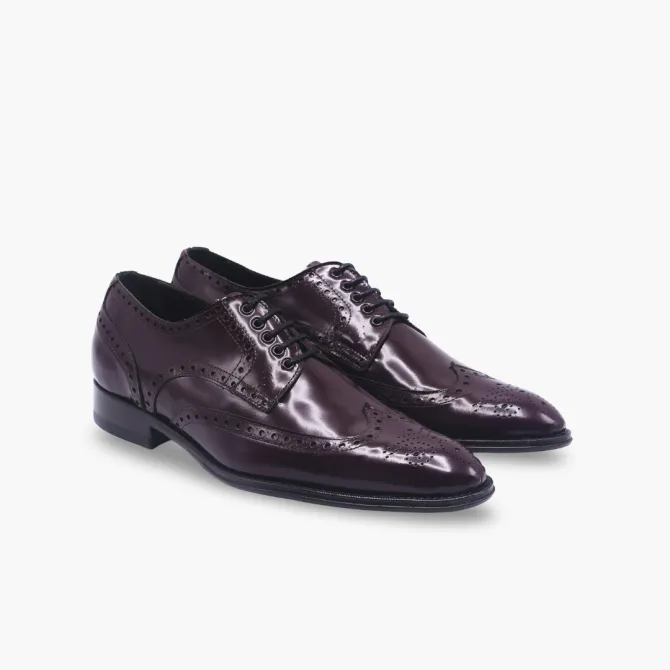 Derbies bordeaux cuir glacé bout fleuri - Accessoires pour chaussures