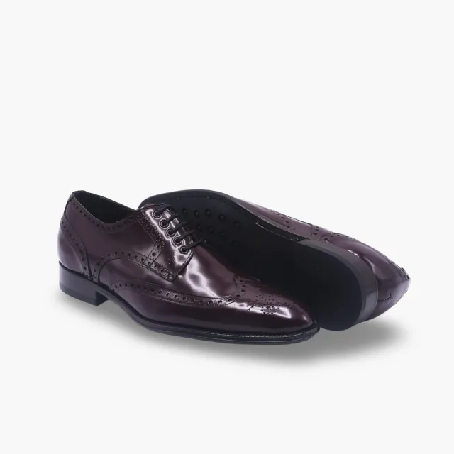 Derbies bordeaux cuir glacé bout fleuri - Accessoires pour chaussures