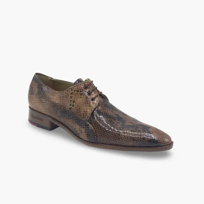 Chaussures derbies cuir serpent marron - Accessoires pour chaussures