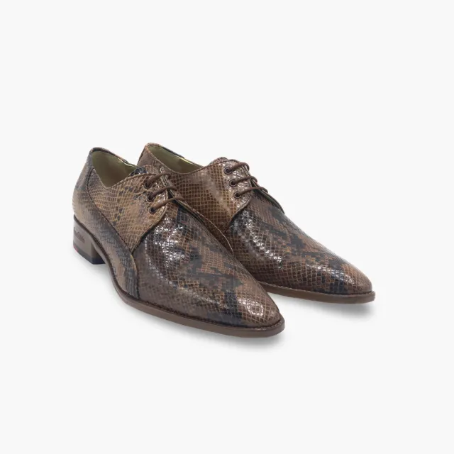 Chaussures derbies cuir serpent marron - Accessoires pour chaussures