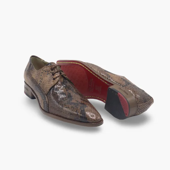 Chaussures derbies cuir serpent marron - Accessoires pour chaussures