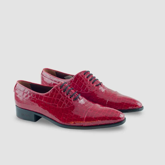 Chaussures homme cuir verni croco rouge - Accessoires pour chaussures